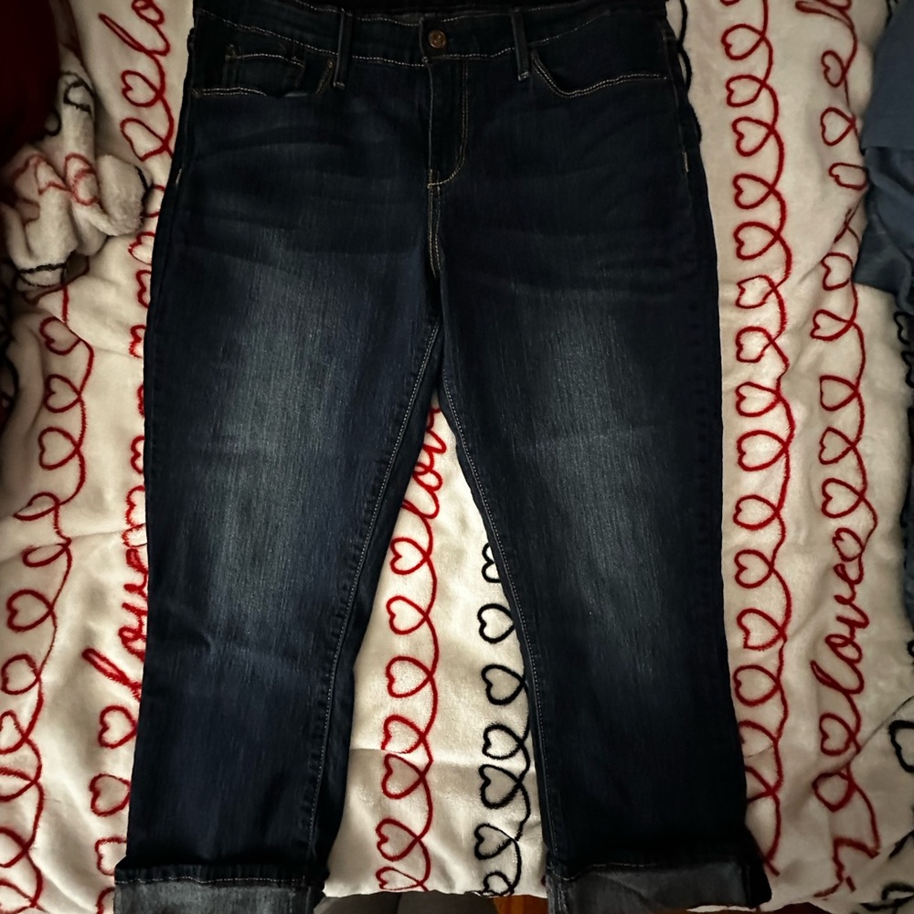 Women's Dark Blue capri Jeans